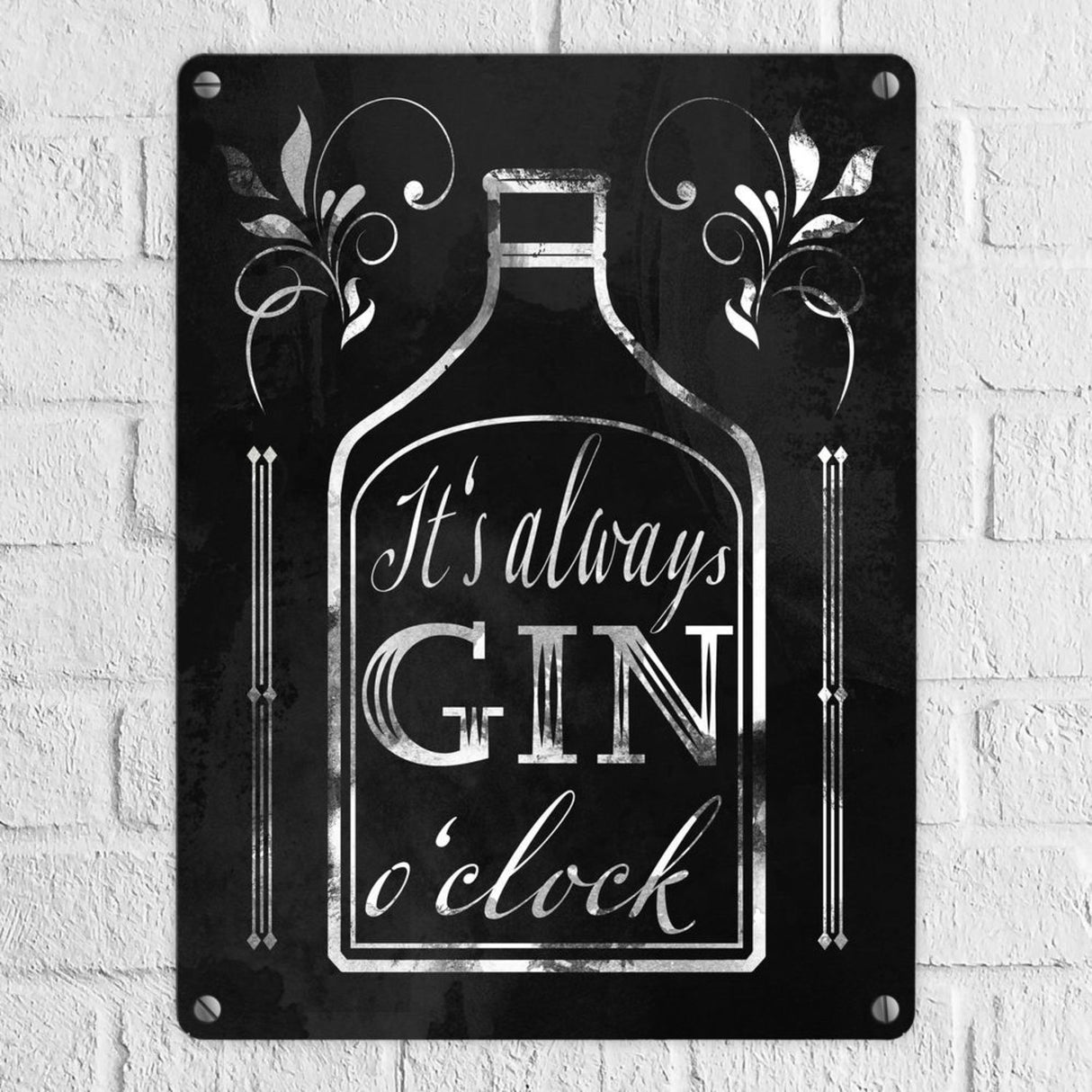 It's always Gin o'clock Metallschild mit Spruch für die Bar