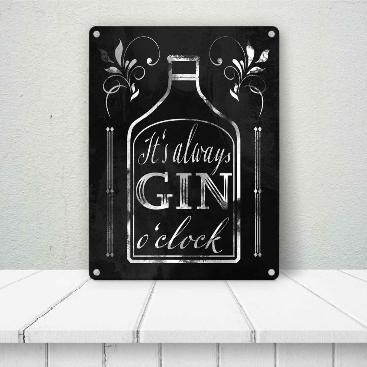 It's always Gin o'clock Metallschild mit Spruch für die Bar