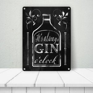 It's always Gin o'clock Metallschild mit Spruch für die Bar