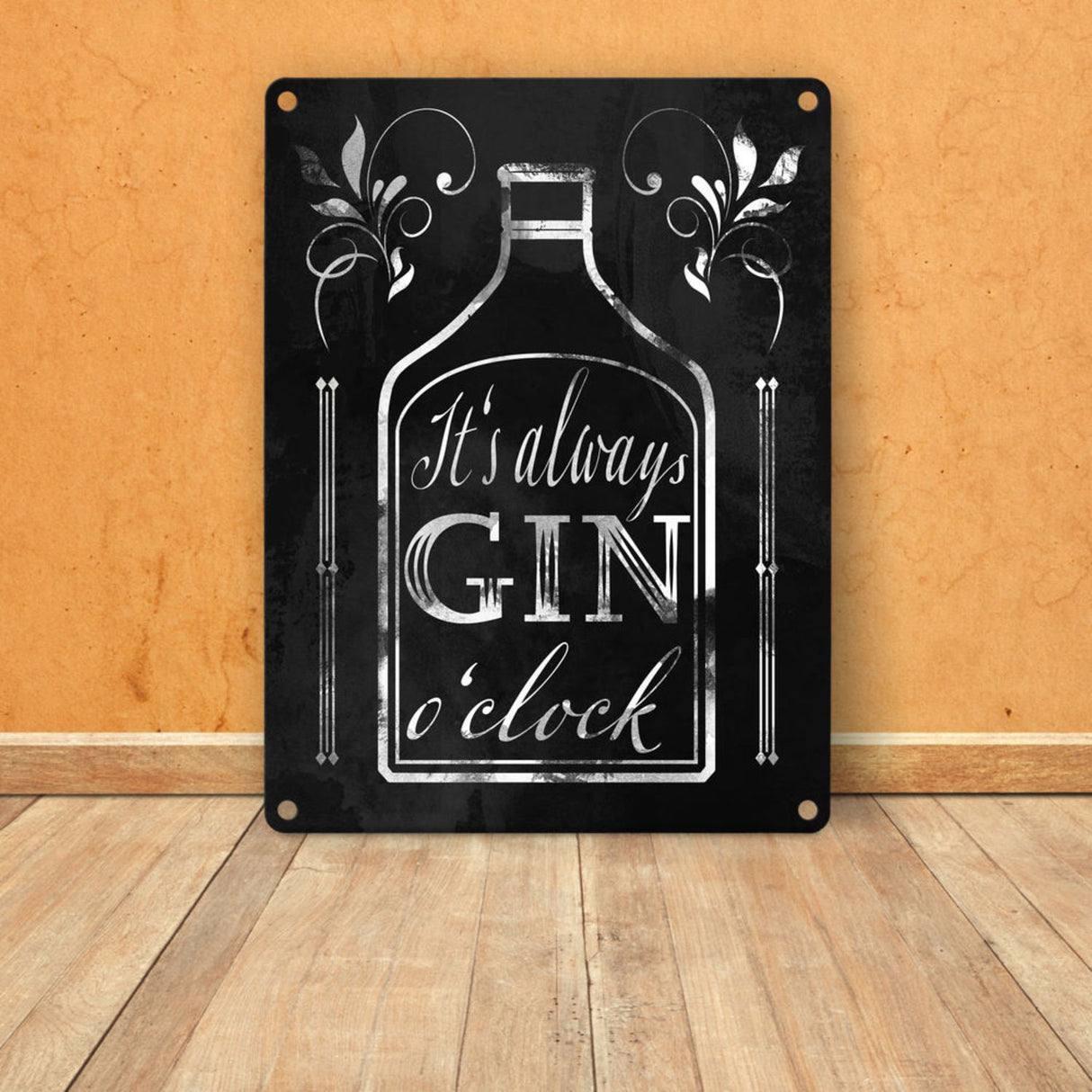 It's always Gin o'clock Metallschild mit Spruch für die Bar