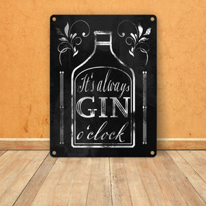 It's always Gin o'clock Metallschild mit Spruch für die Bar