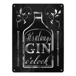 It's always Gin o'clock Metallschild mit Spruch für die Bar