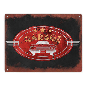 Metallschild für die Garage in Rostoptik