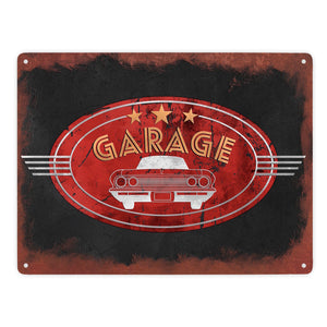 Metallschild für die Garage in Rostoptik