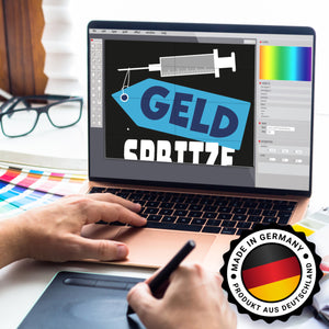 Geldgeschenk Spardose mit Geldspritze Motiv in {Rot}
