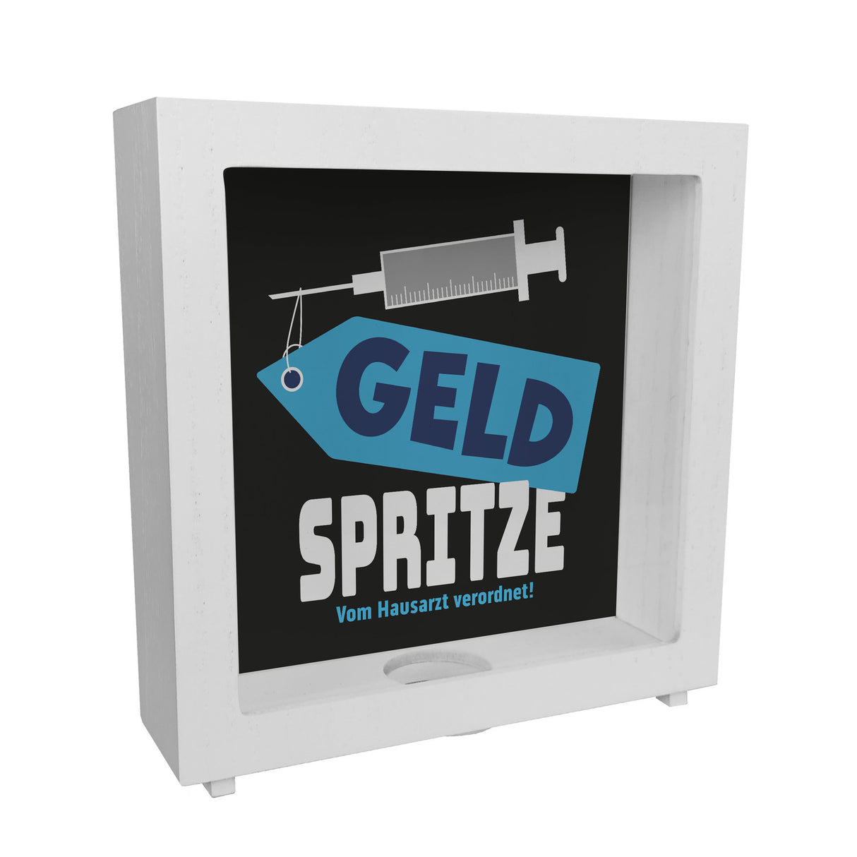 Geldgeschenk Spardose mit Geldspritze Motiv in {Rot}