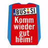 Sicherheit im Straßenverkehr Parkscheibe mit Bussi Motiv mit blauem Hintergrund