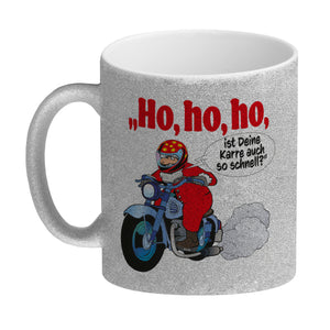Kaffeebecher zum Thema Weihnachten mit Nikolaus auf dem Motorrad Motiv
