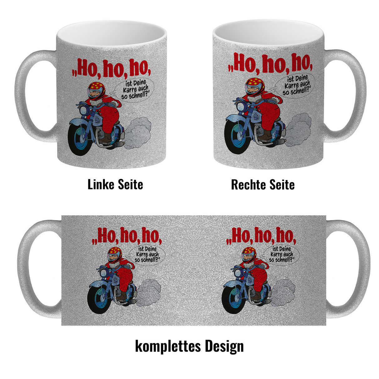 Kaffeebecher zum Thema Weihnachten mit Nikolaus auf dem Motorrad Motiv
