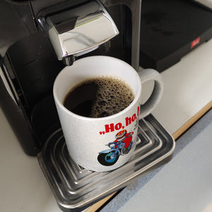 Kaffeebecher zum Thema Weihnachten mit Nikolaus auf dem Motorrad Motiv