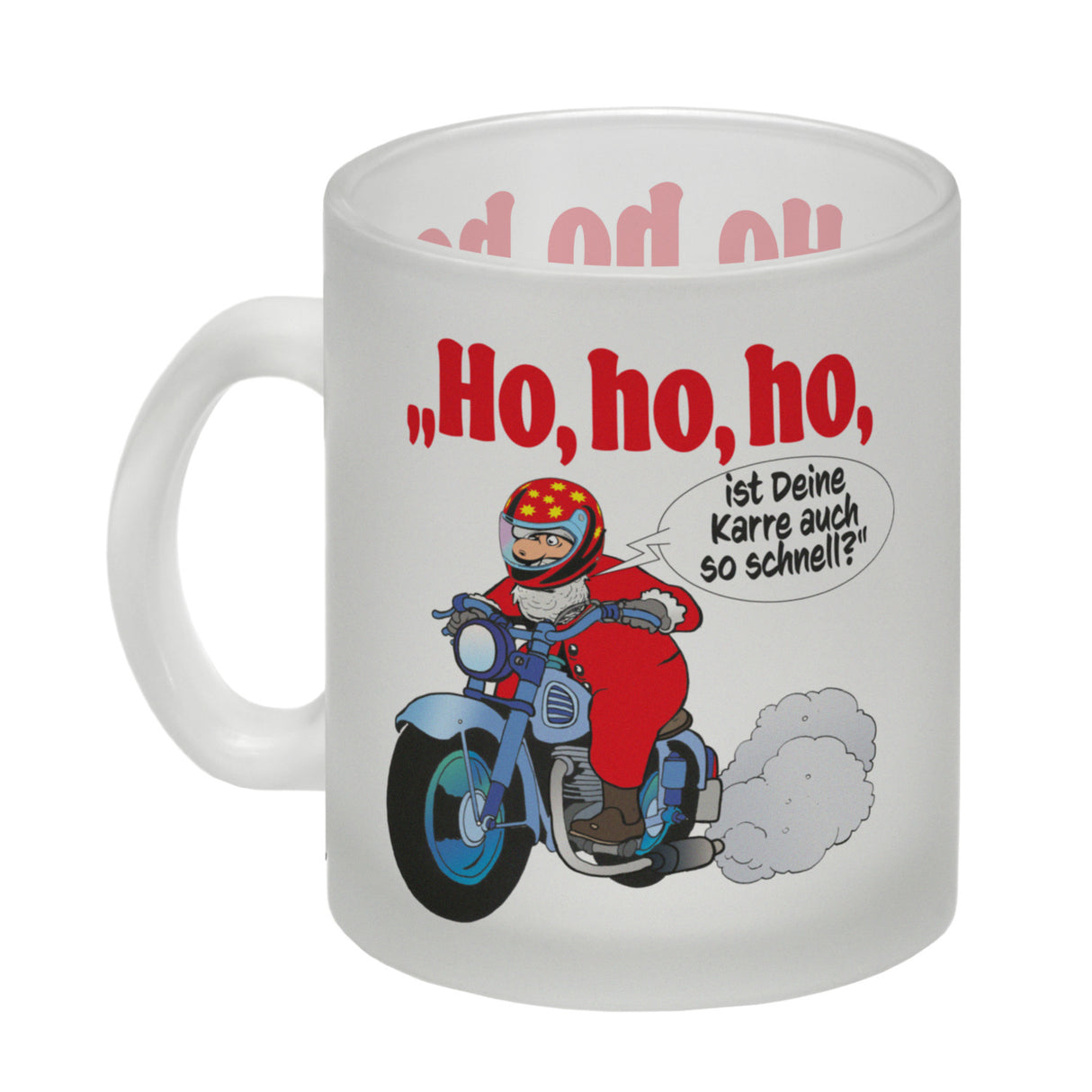 Kaffeebecher zum Thema Weihnachten mit Nikolaus auf dem Motorrad Motiv