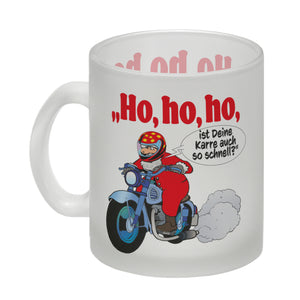 Kaffeebecher zum Thema Weihnachten mit Nikolaus auf dem Motorrad Motiv