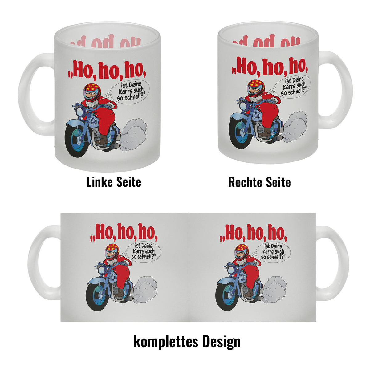 Kaffeebecher zum Thema Weihnachten mit Nikolaus auf dem Motorrad Motiv
