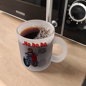 Kaffeebecher zum Thema Weihnachten mit Nikolaus auf dem Motorrad Motiv