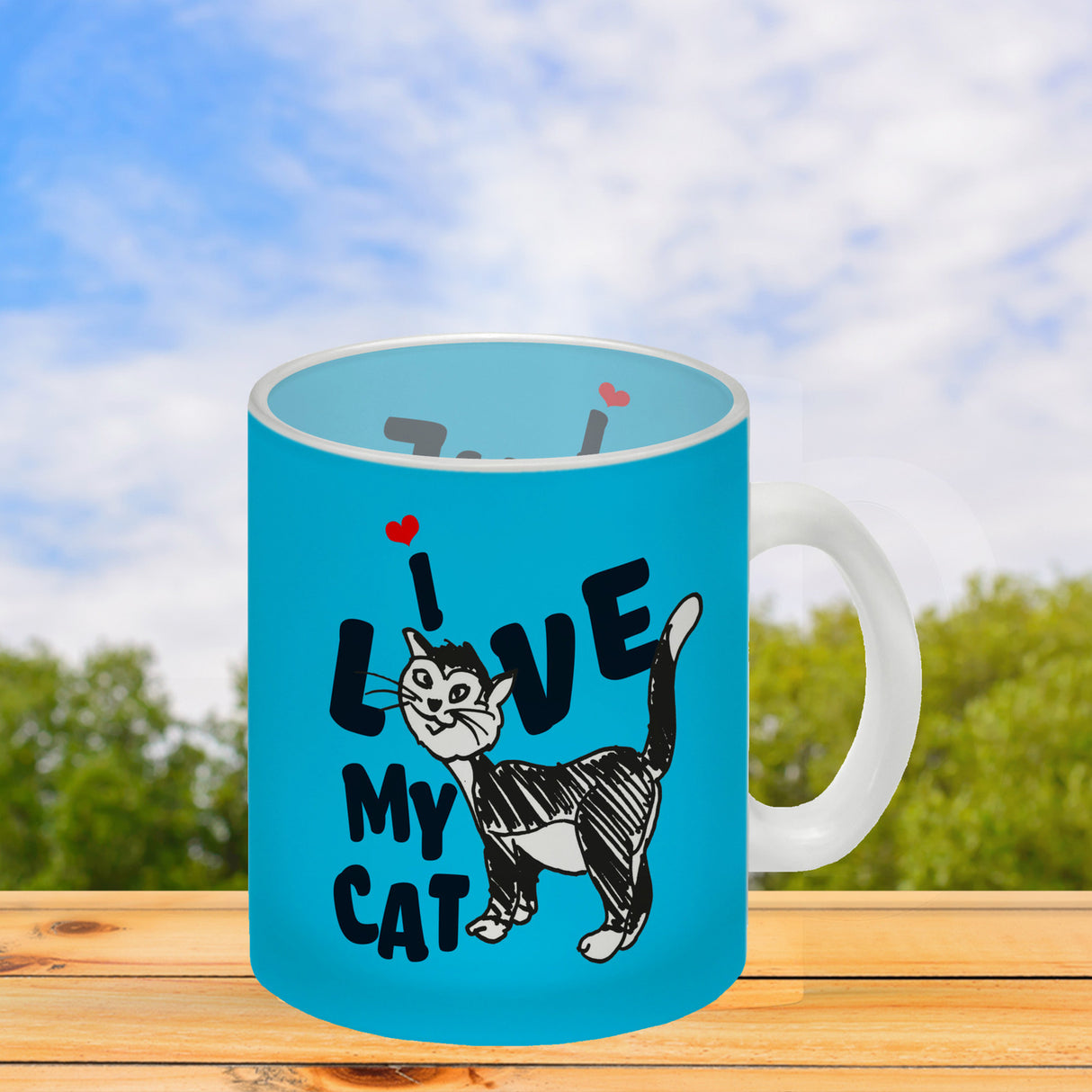 Ich liebe meine Katze Kaffeebecher mit Katzen Motiv und Rosa Hintergrund