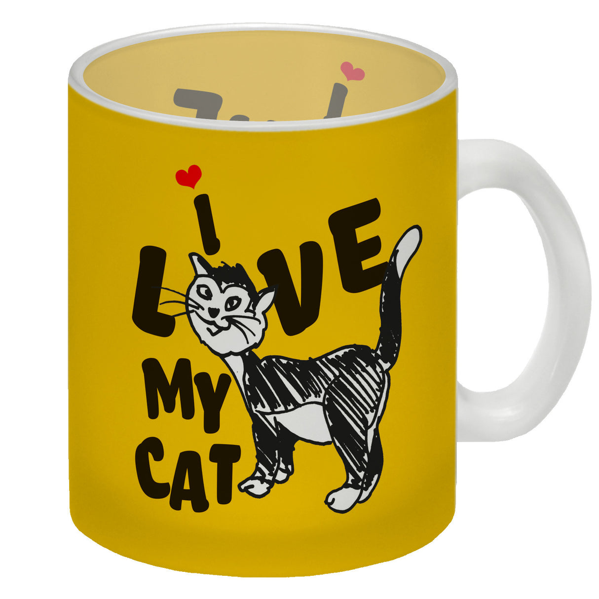 Ich liebe meine Katze Kaffeebecher mit Katzen Motiv und Rosa Hintergrund