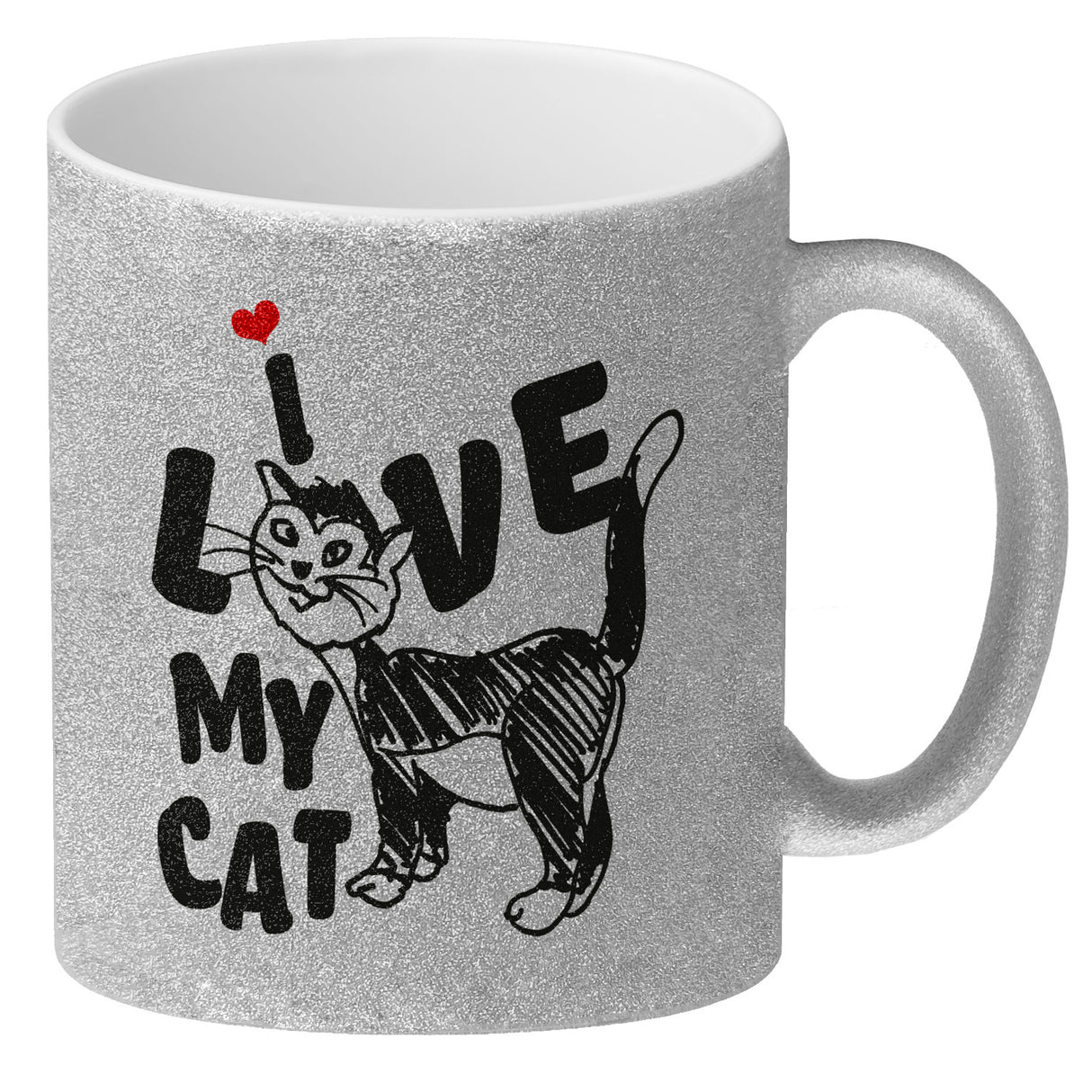 Ich liebe meine Katze Kaffeebecher mit Katzen Motiv und Rosa Hintergrund