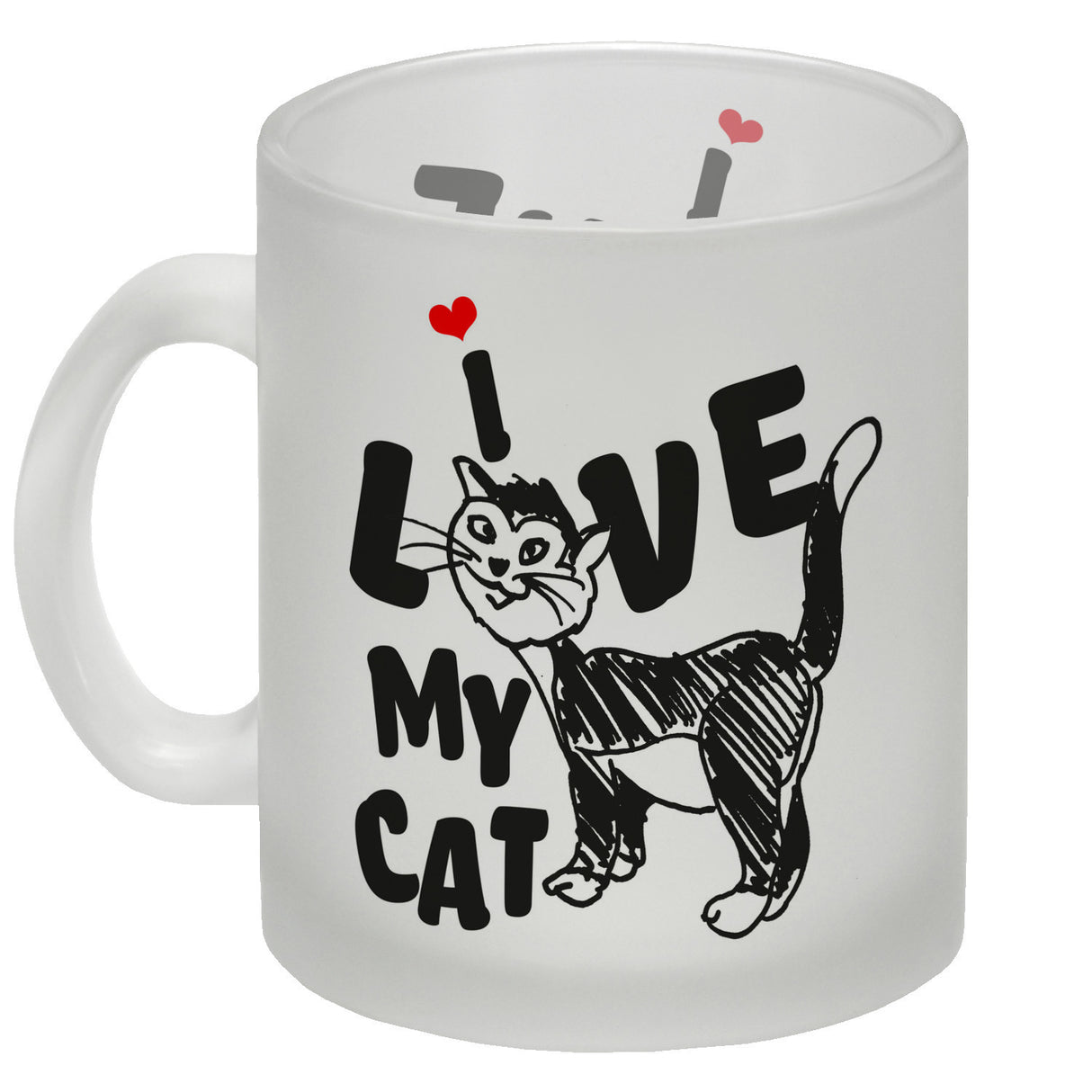 Ich liebe meine Katze Kaffeebecher mit Katzen Motiv und Rosa Hintergrund