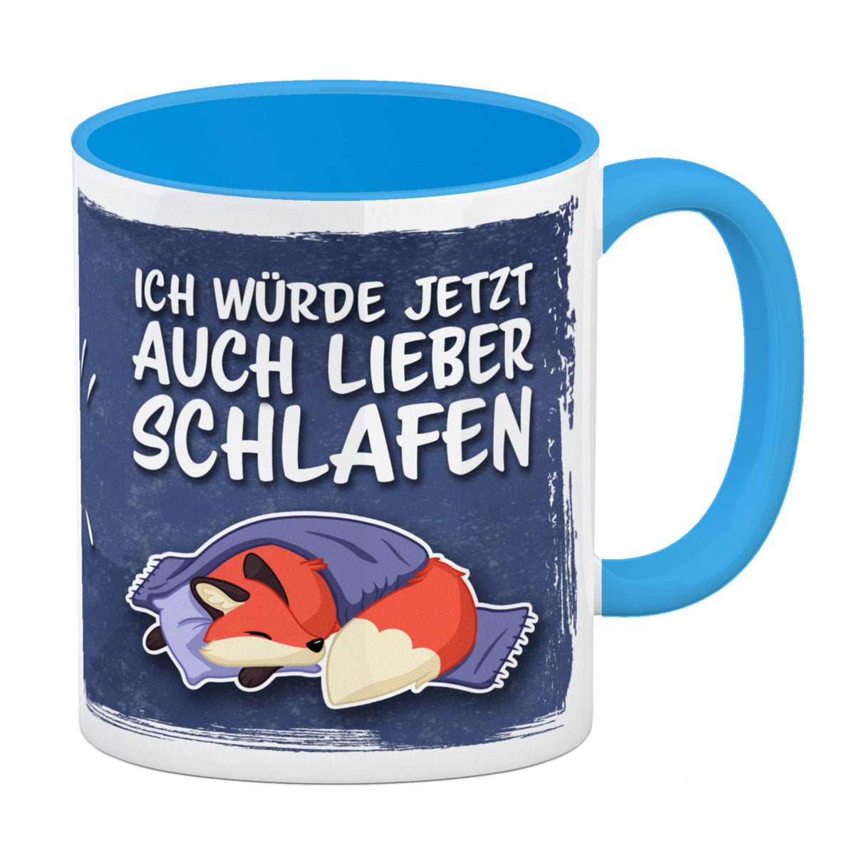 Ich würde jetzt auch lieber schlafen Kaffeebecher mit süßem Cartoon Fuchs