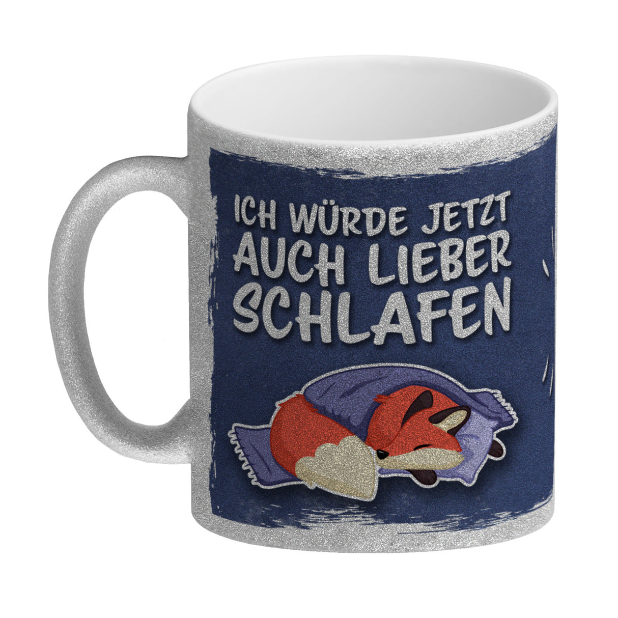 Ich würde jetzt auch lieber schlafen Kaffeebecher mit süßem Cartoon Fuchs