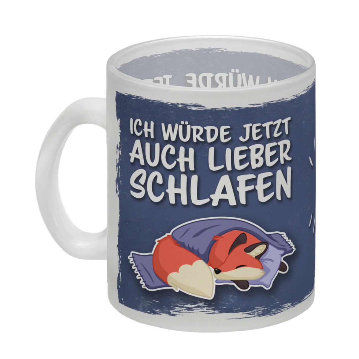 Ich würde jetzt auch lieber schlafen Kaffeebecher mit süßem Cartoon Fuchs
