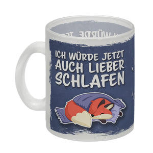 Ich würde jetzt auch lieber schlafen Kaffeebecher mit süßem Cartoon Fuchs