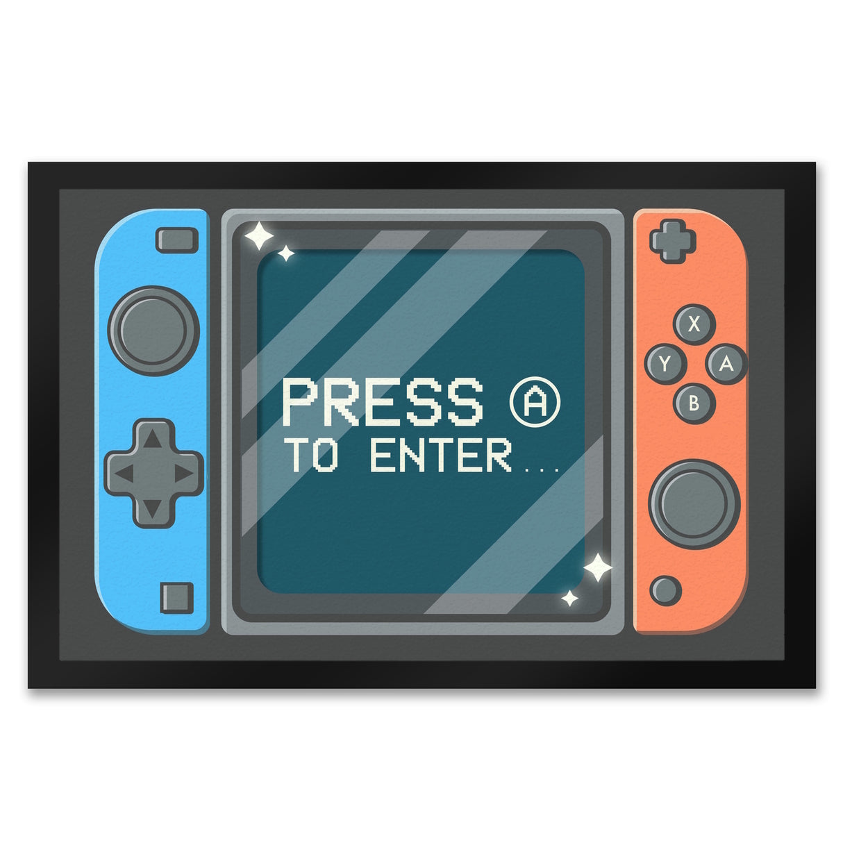 Press A to enter Fußmatte mit coolem Gamer Konsolen Motiv