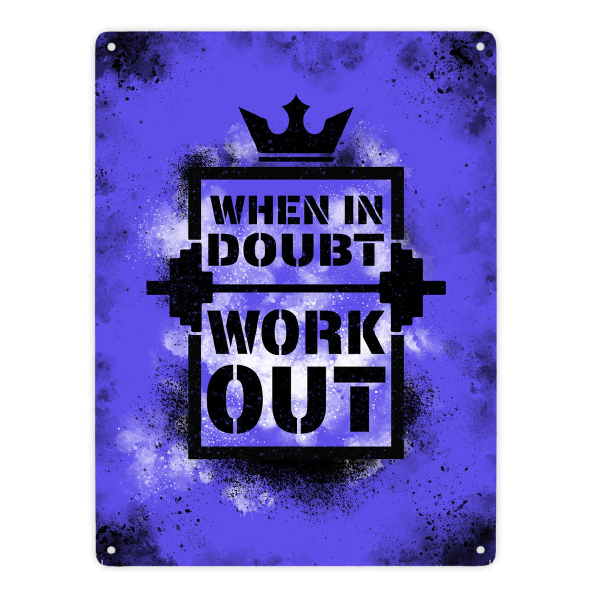 When in doubt Work out Metallschild mit motivierendem Spruch in {Gelb}