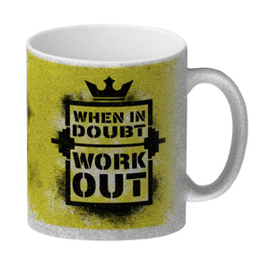 When in doubt Work out Kaffeebecher mit motivierendem Spruch in {Gelb}