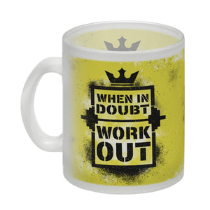 When in doubt Work out Kaffeebecher mit motivierendem Spruch in {Gelb}