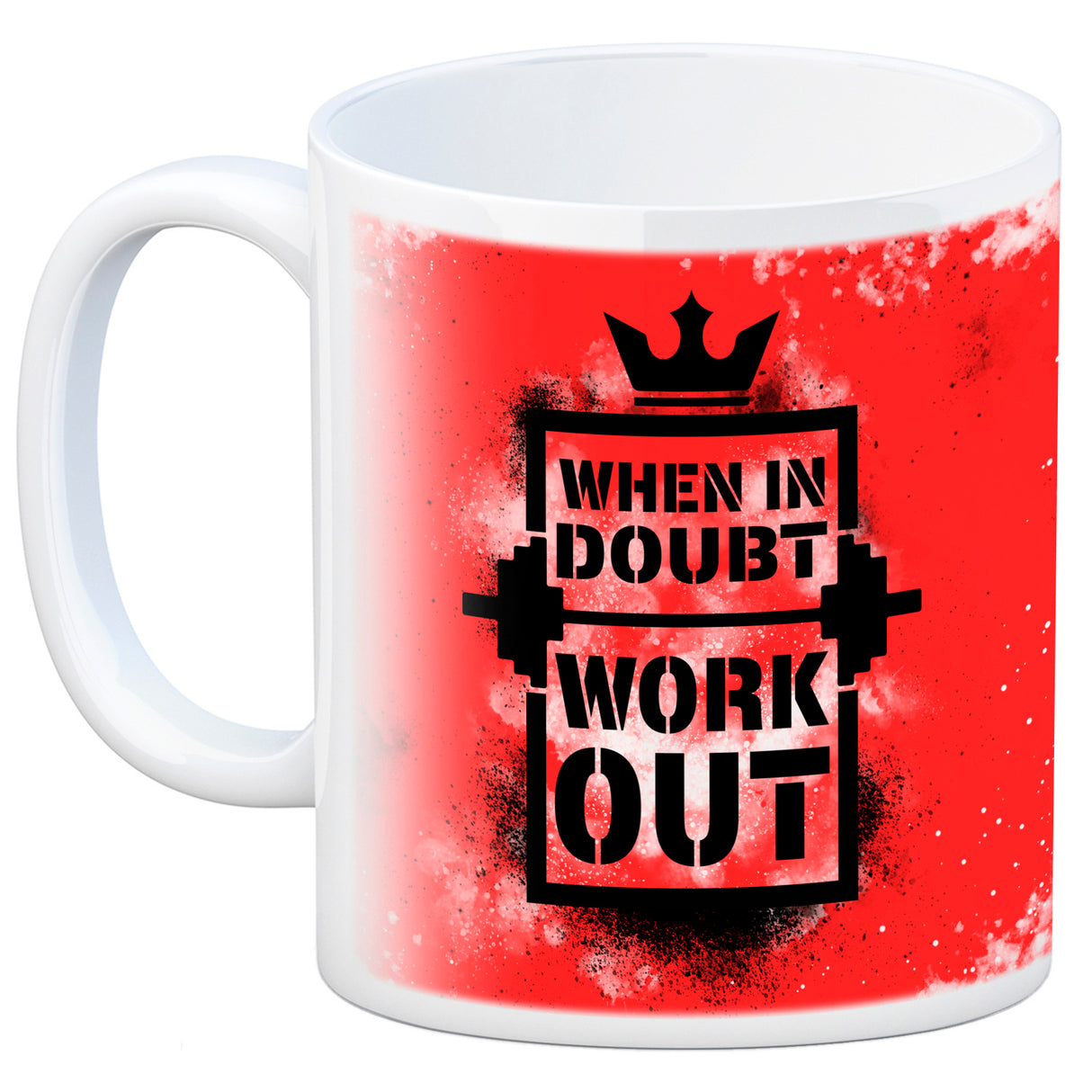 When in doubt Work out Kaffeebecher mit motivierendem Spruch in {Gelb}