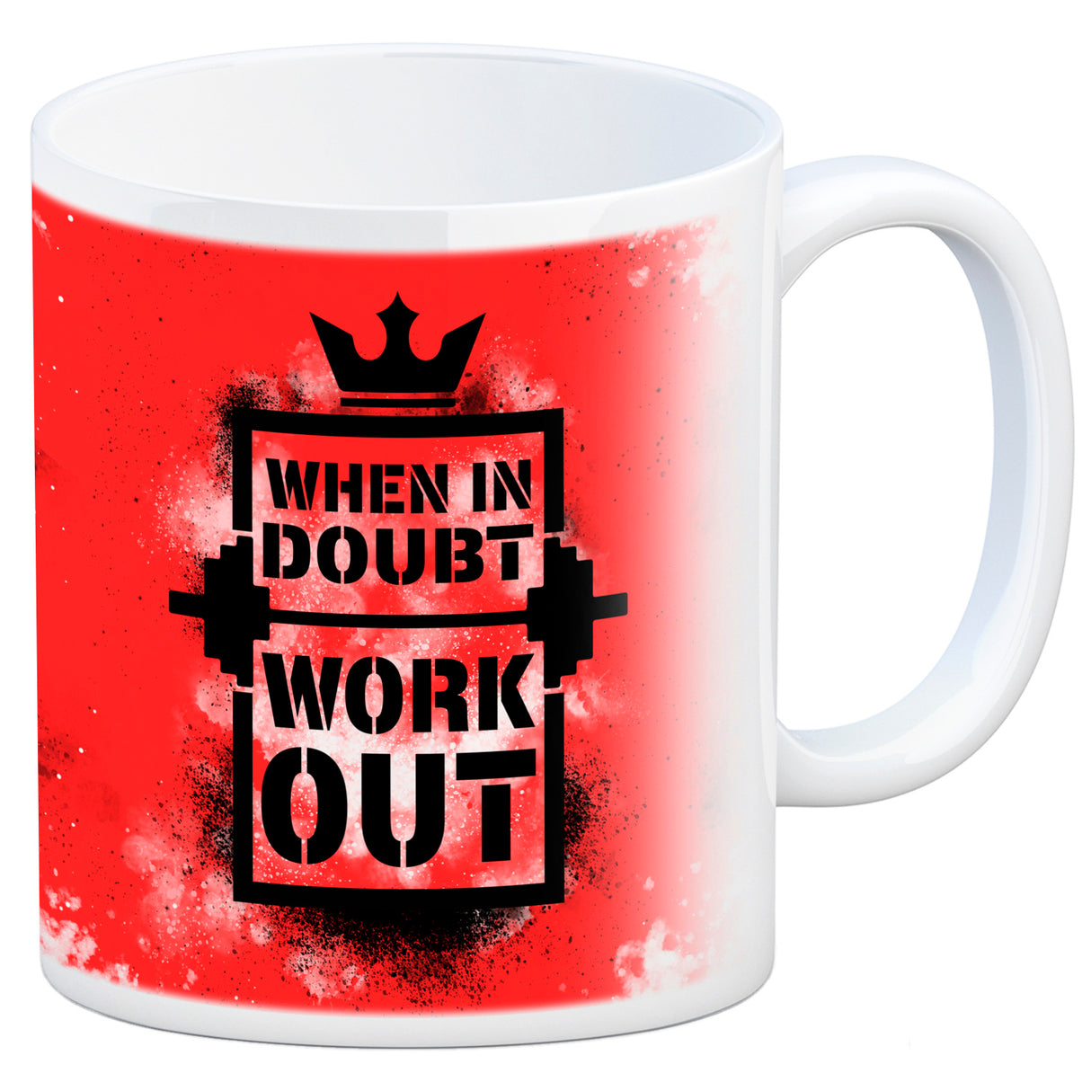 When in doubt Work out Kaffeebecher mit motivierendem Spruch in {Gelb}