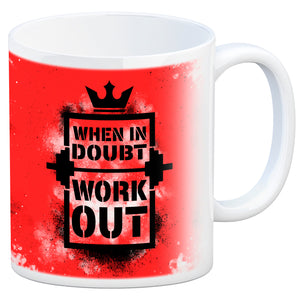 When in doubt Work out Kaffeebecher mit motivierendem Spruch in {Gelb}
