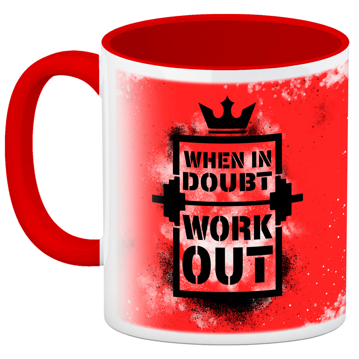 When in doubt Work out Kaffeebecher mit motivierendem Spruch in {Gelb}