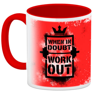 When in doubt Work out Kaffeebecher mit motivierendem Spruch in {Gelb}