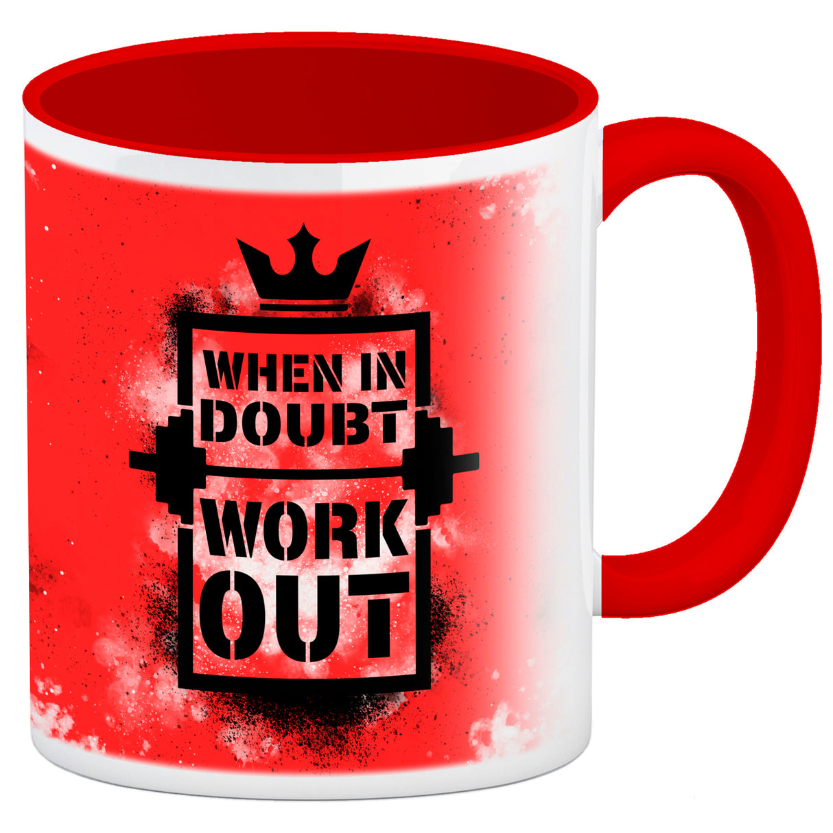 When in doubt Work out Kaffeebecher mit motivierendem Spruch in {Gelb}