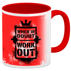 When in doubt Work out Kaffeebecher mit motivierendem Spruch in {Gelb}