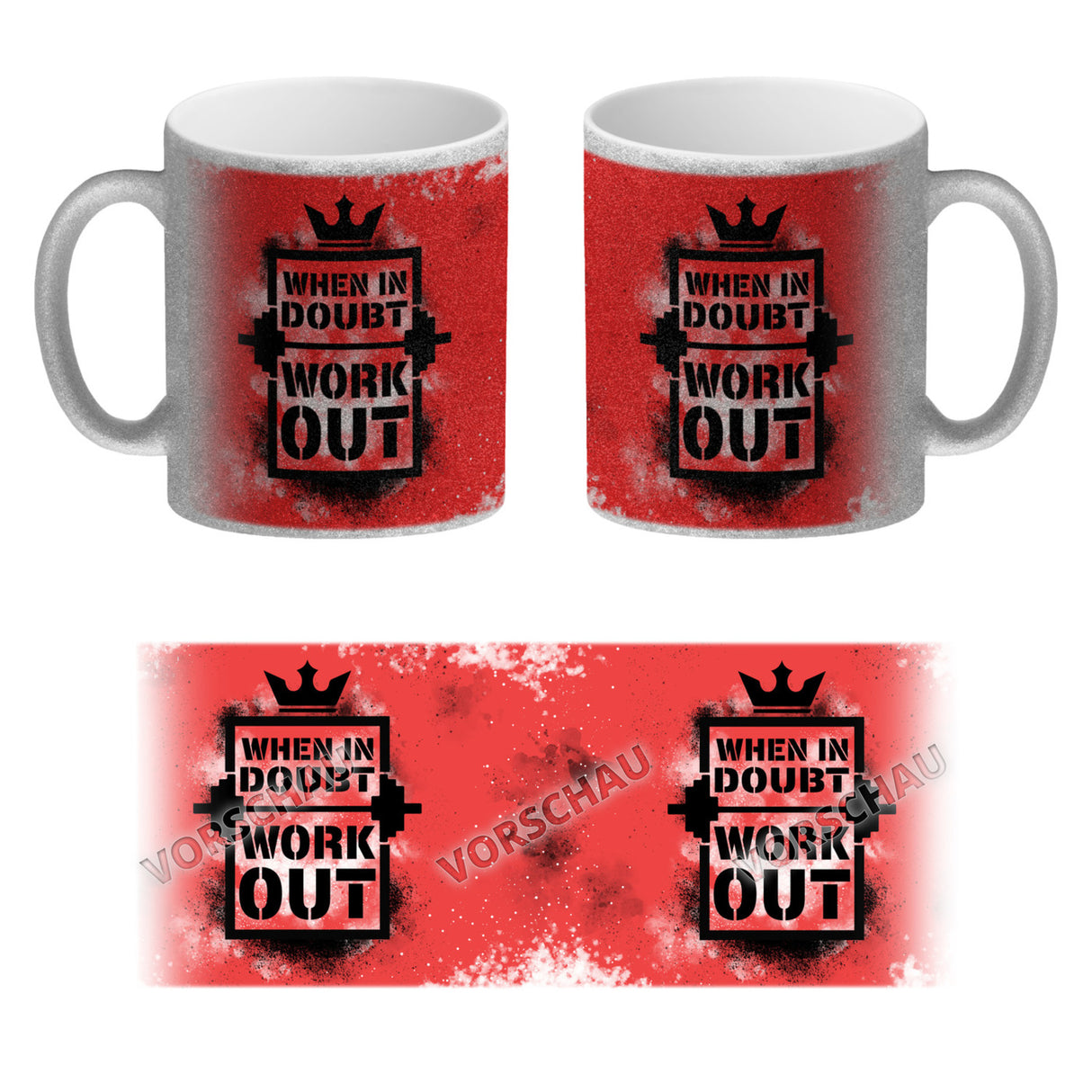 When in doubt Work out Kaffeebecher mit motivierendem Spruch in {Gelb}