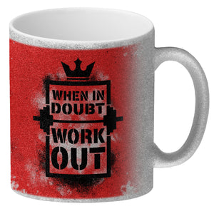 When in doubt Work out Kaffeebecher mit motivierendem Spruch in {Gelb}