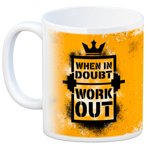 When in doubt Work out Kaffeebecher mit motivierendem Spruch in {Gelb}