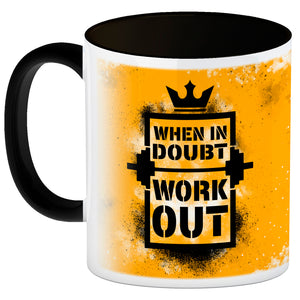 When in doubt Work out Kaffeebecher mit motivierendem Spruch in {Gelb}