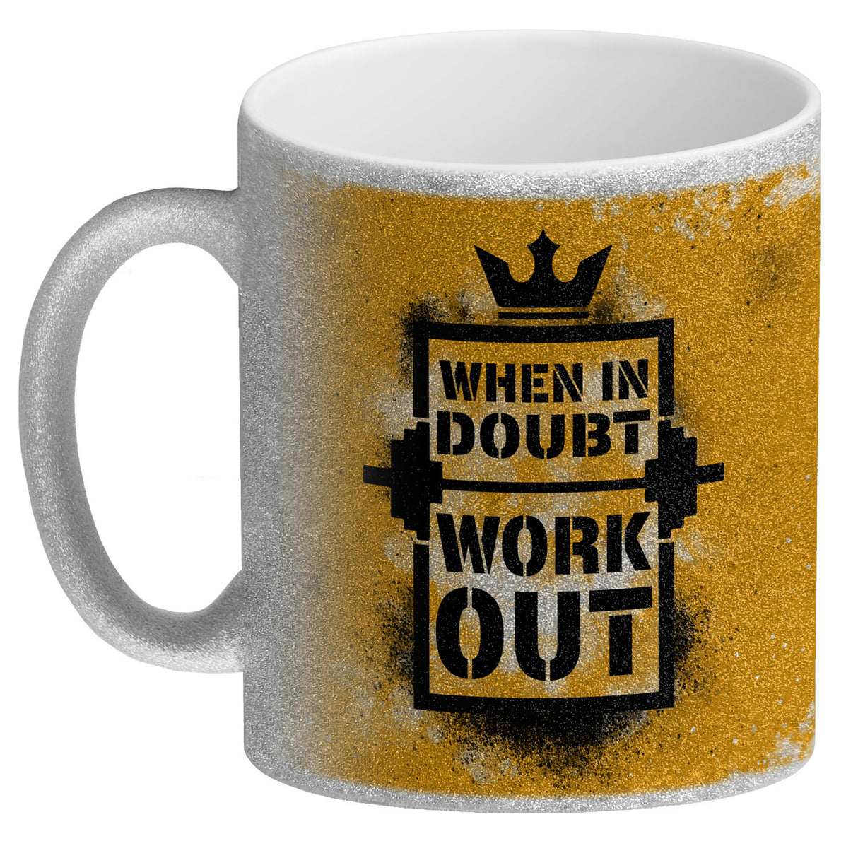 When in doubt Work out Kaffeebecher mit motivierendem Spruch in {Gelb}