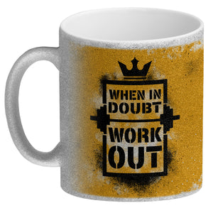 When in doubt Work out Kaffeebecher mit motivierendem Spruch in {Gelb}