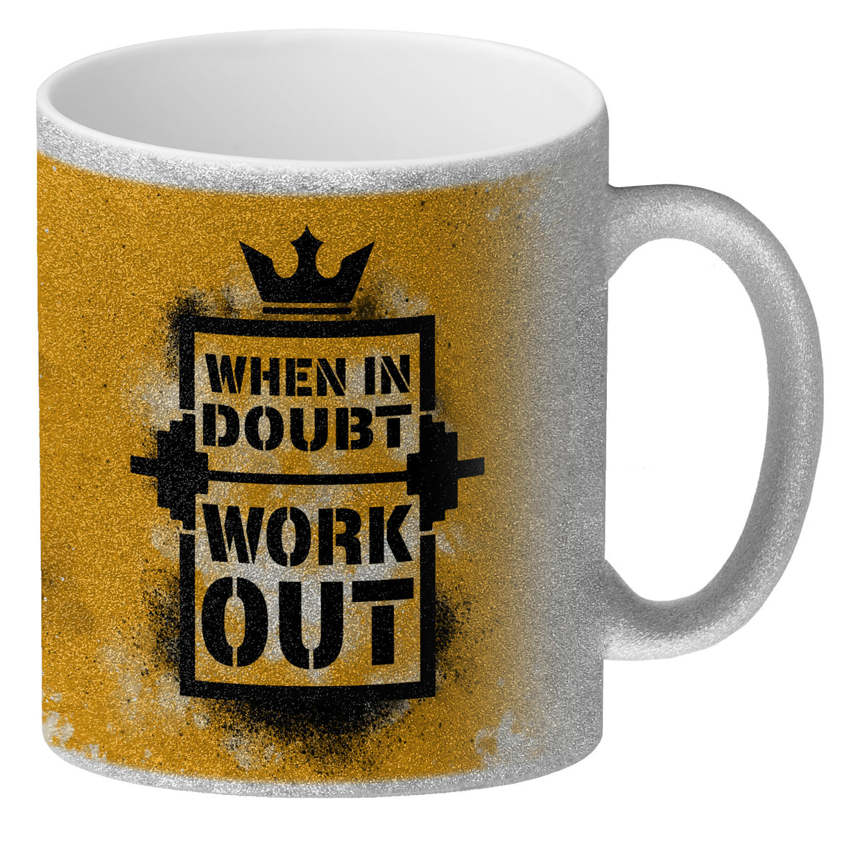 When in doubt Work out Kaffeebecher mit motivierendem Spruch in {Gelb}