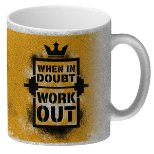 When in doubt Work out Kaffeebecher mit motivierendem Spruch in {Gelb}