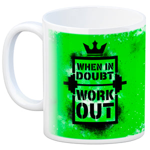 When in doubt Work out Kaffeebecher mit motivierendem Spruch in {Gelb}