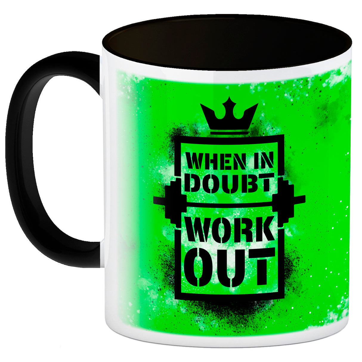 When in doubt Work out Kaffeebecher mit motivierendem Spruch in {Gelb}