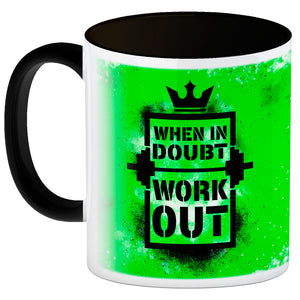 When in doubt Work out Kaffeebecher mit motivierendem Spruch in {Gelb}