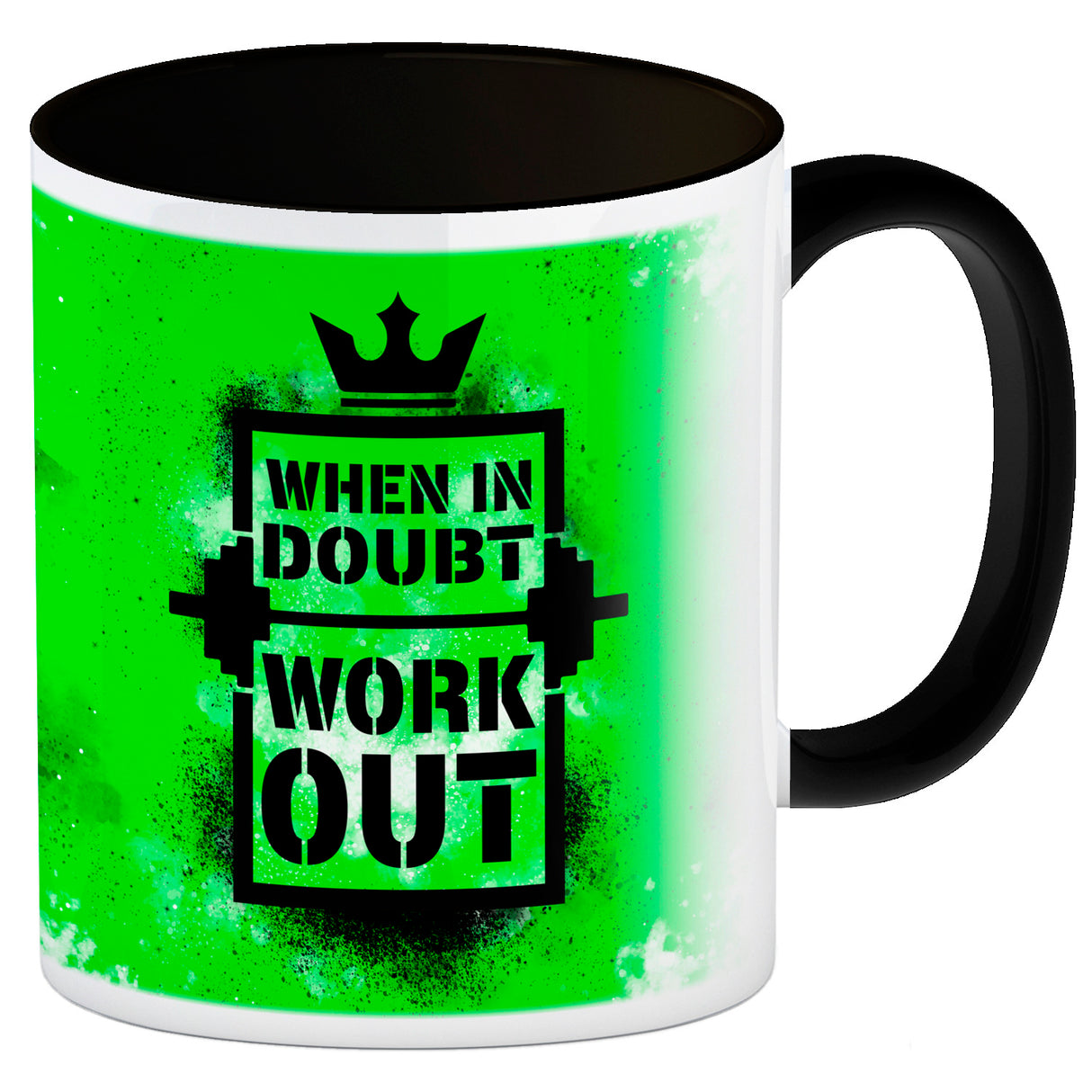 When in doubt Work out Kaffeebecher mit motivierendem Spruch in {Gelb}
