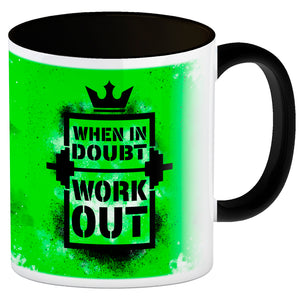 When in doubt Work out Kaffeebecher mit motivierendem Spruch in {Gelb}